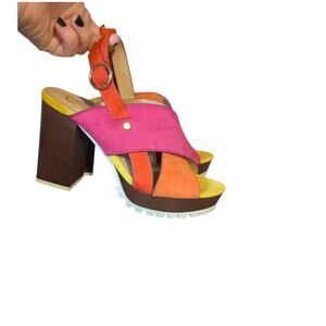 C Comfort Neon Block heeled sandals Size 6.5